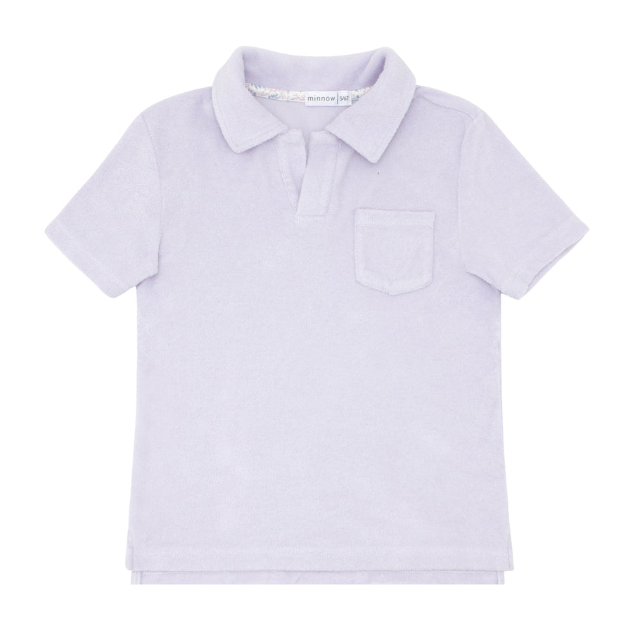 baby french terry polo shirt lavender