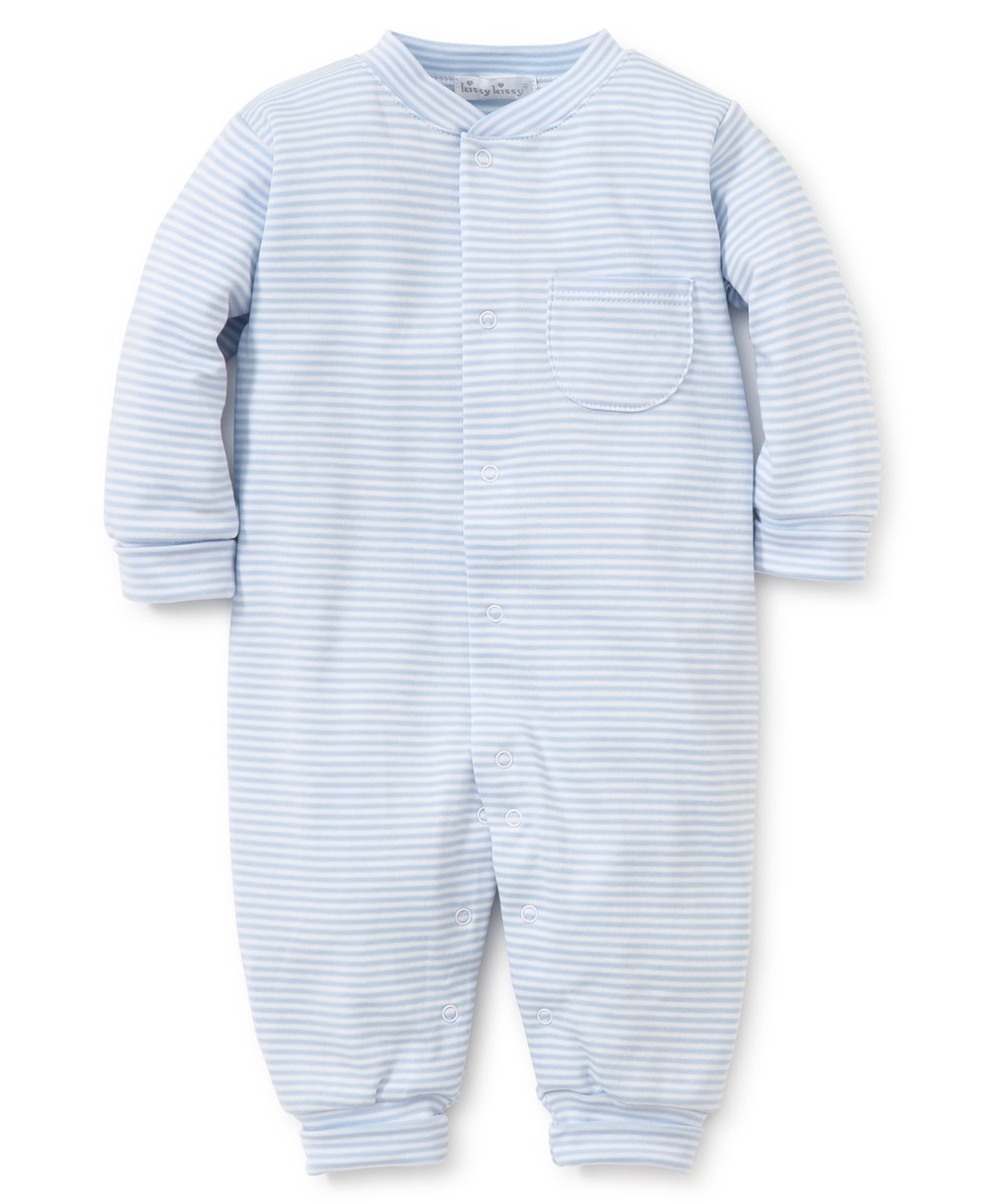 baby stripes footie light blue