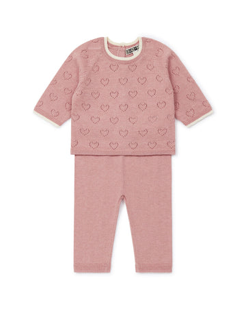 two piece cardigan set rose