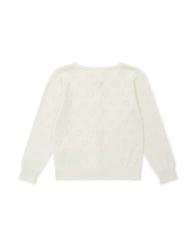 girls heart cardigan creme
