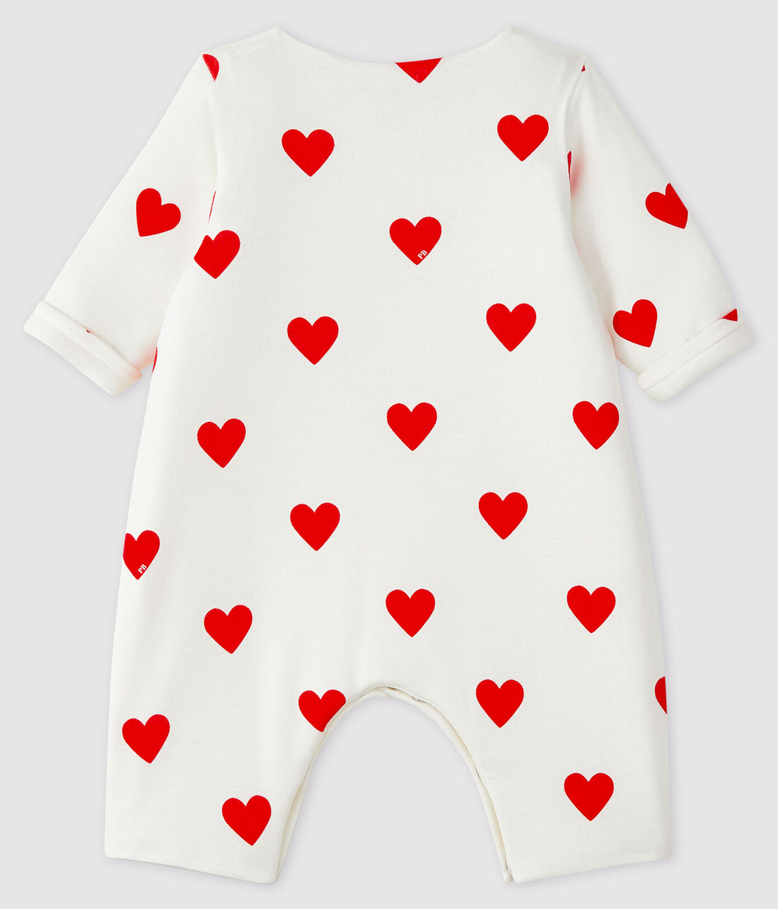 baby ls heart print side snap romper