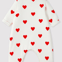 baby ls heart print side snap romper