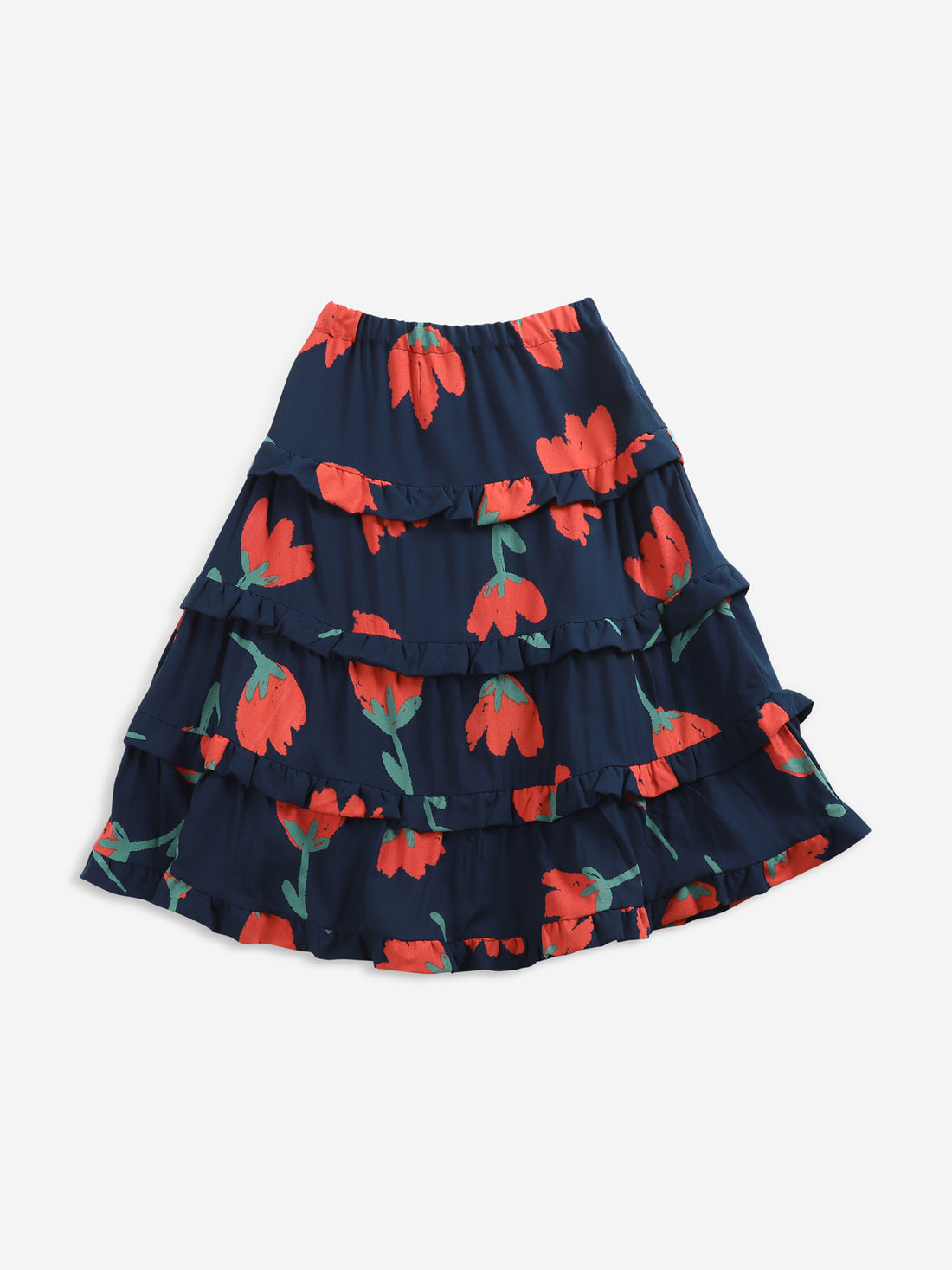 big flowers woven ruffle skirt