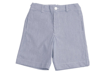 alex flat front short navy seersucker