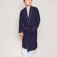 flannel robe navy