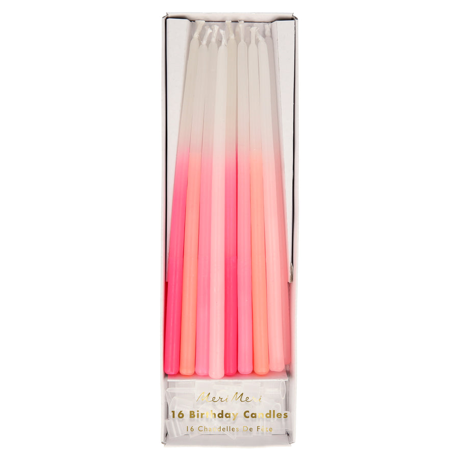 pink dipped tapered candles