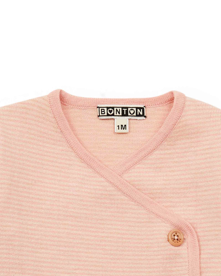 baby fine striped newborn set rose