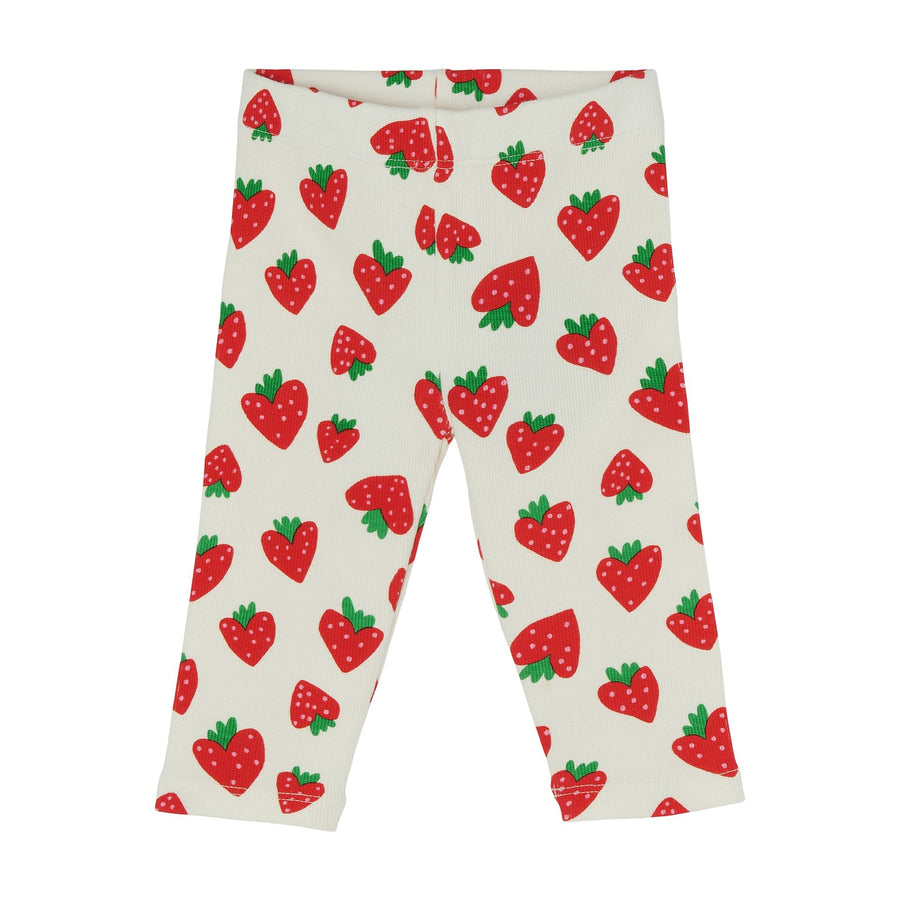 baby strawberry ribbed leggings