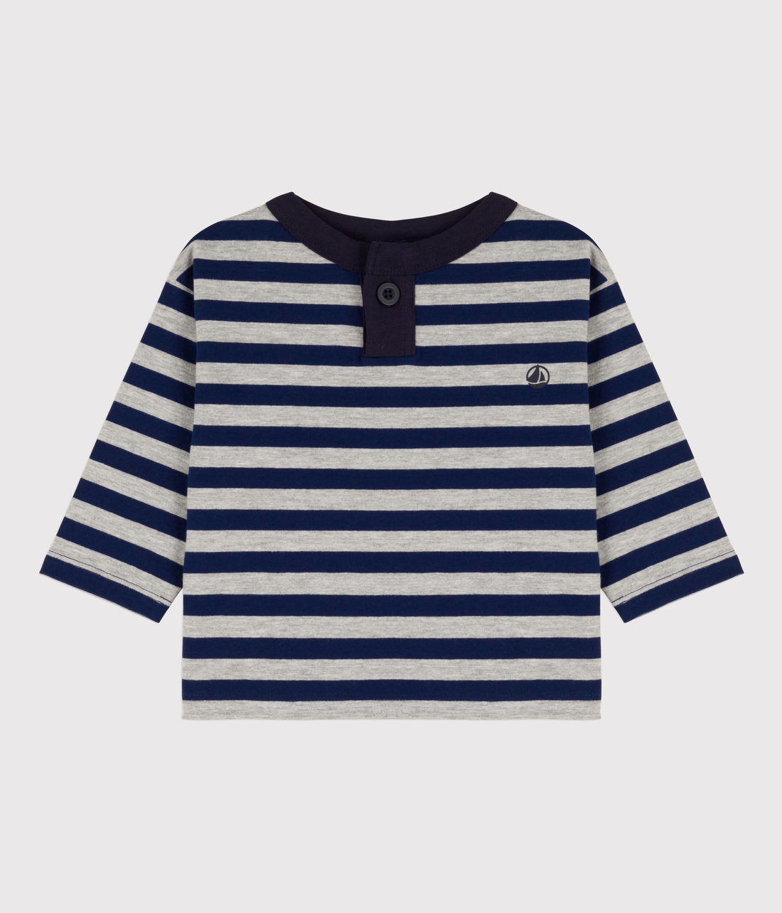 baby striped ls tee navy grey