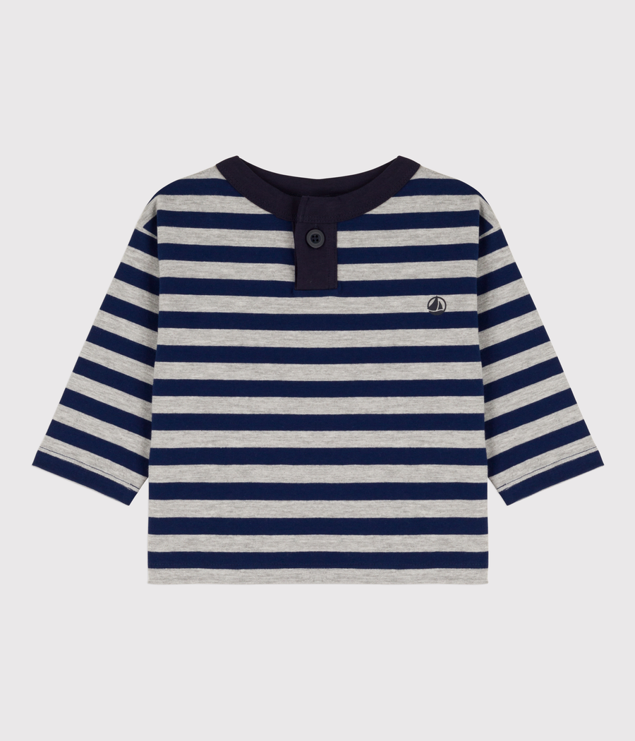 baby striped ls tee navy grey