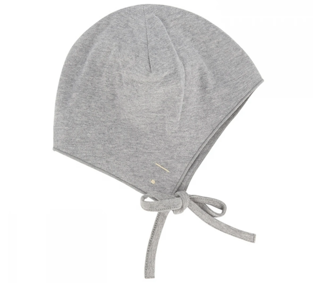 hat with strings grey melange