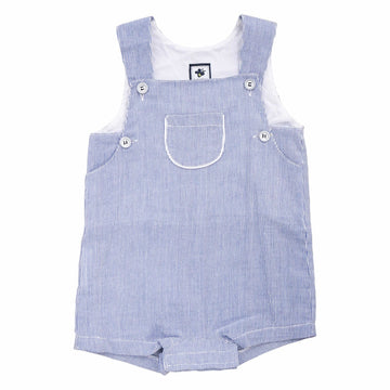 george romper navy seersucker