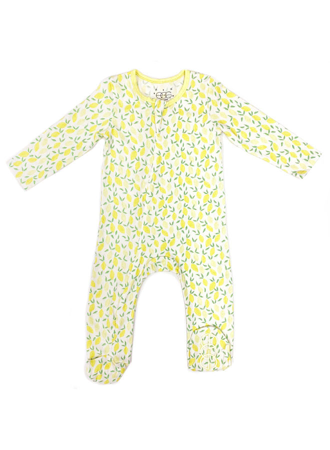 classic zipper footie lemon