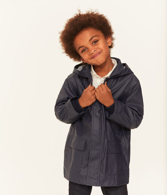 hooded rain jacket navy