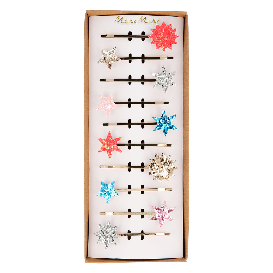 mixed glitter star hair slides