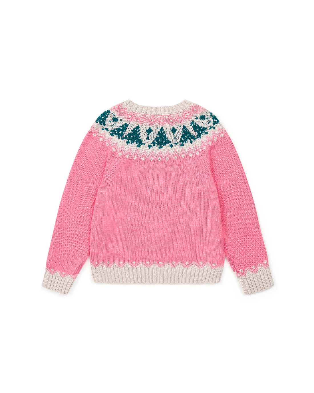 tree jacquard pullover rose pompom