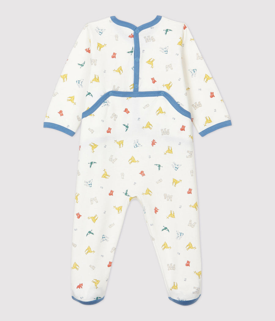 tintin back snap animal print footie