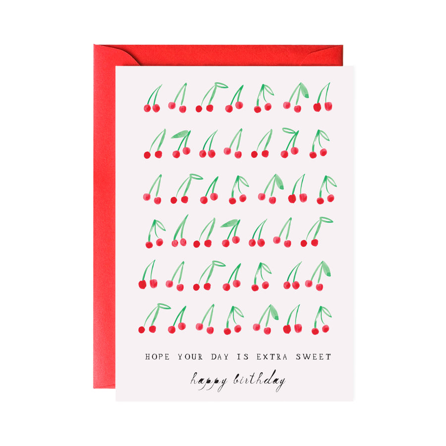 sweet cherry birthday greeting card