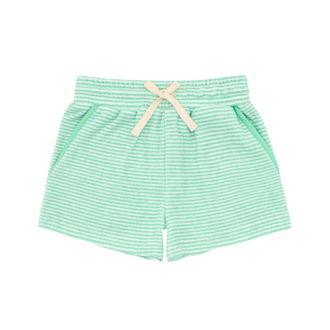 boys french terry stripe shorts green