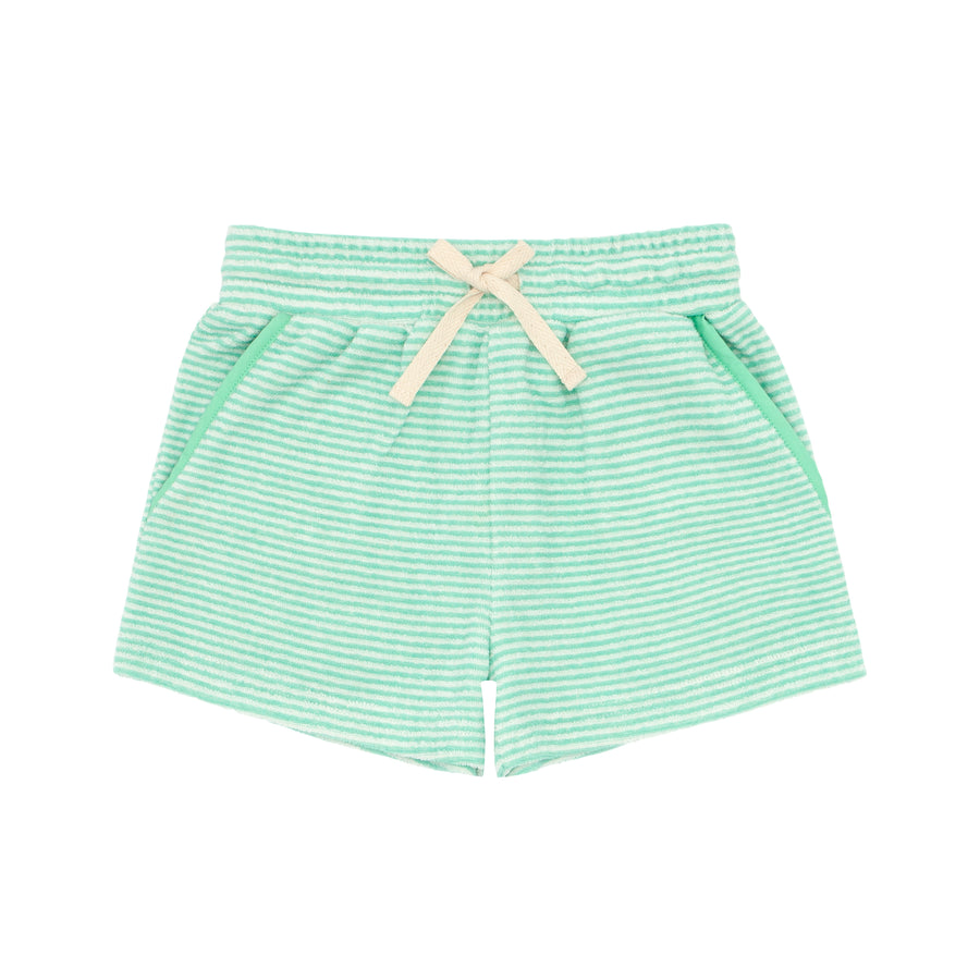 boys french terry stripe shorts green