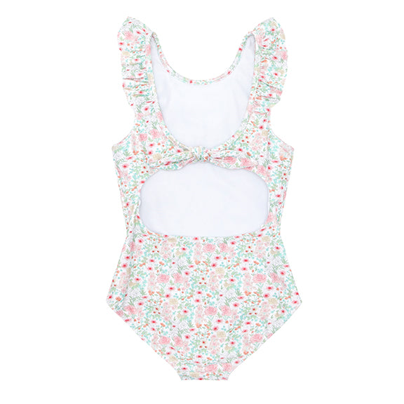 floral ruffled collar one piece swimsuit