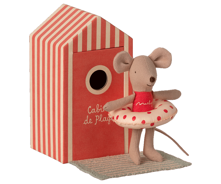 little sister beach mouse in cabin