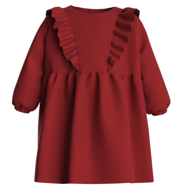 baby ls dress with ruffle red