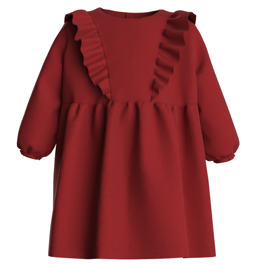 baby ls dress with ruffle red