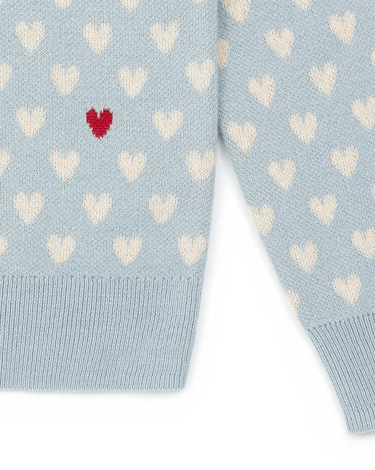 hearts sweater bleu petanque