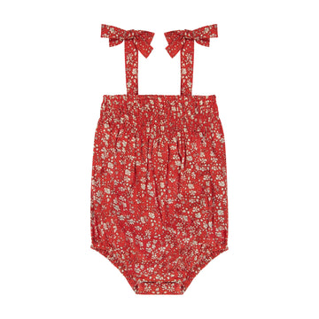 ella ruched bubble red floral