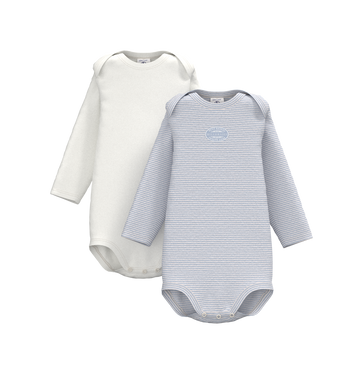 baby 2 pack ls solid & striped bodysuits white blue