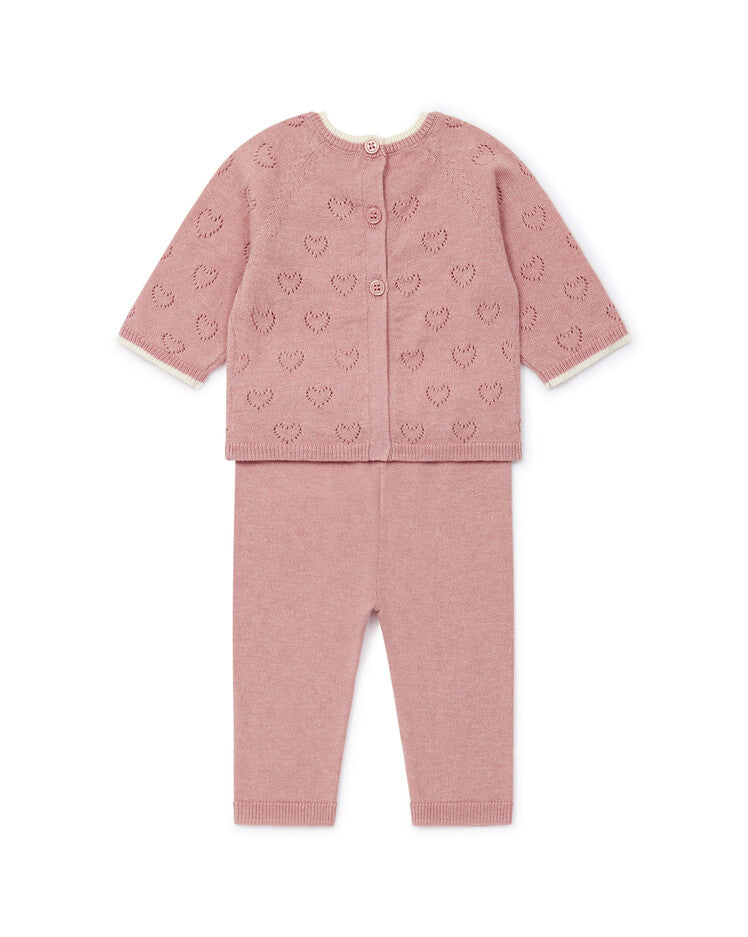 two piece cardigan set rose