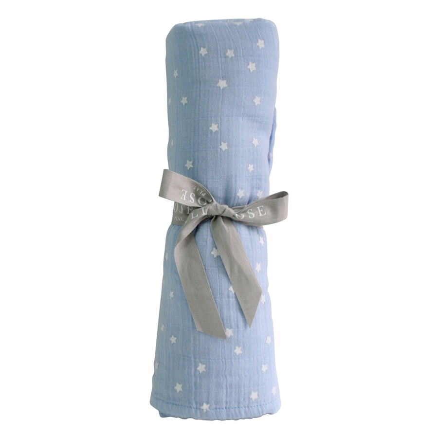 muslin swaddle baby blue starry night