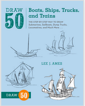 draw 50 boats, ships, trucks, and trains
