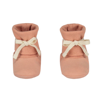 baby ribbed booties rustic clay