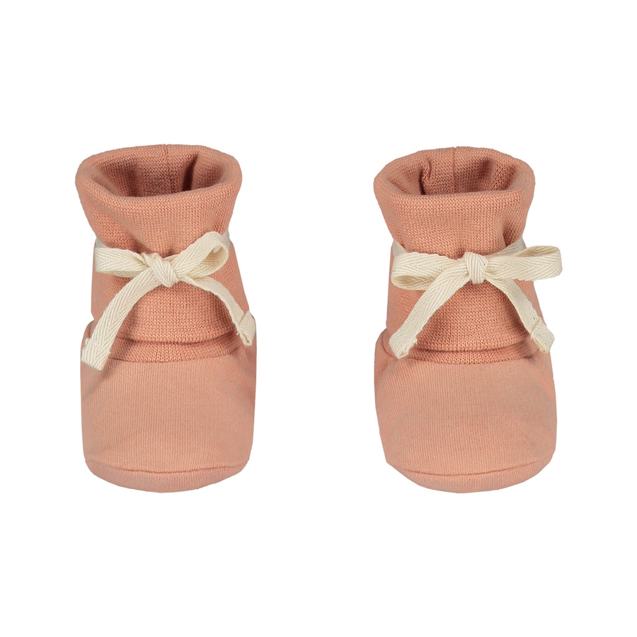 baby ribbed booties rustic clay
