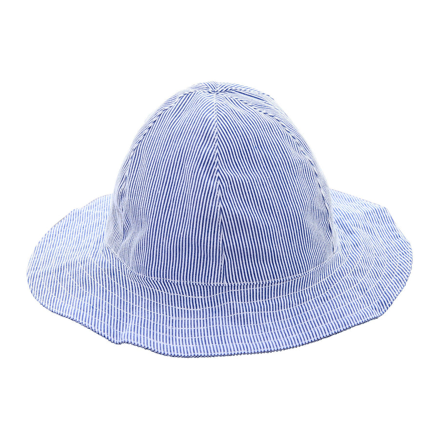 baby sun hat navy seersucker