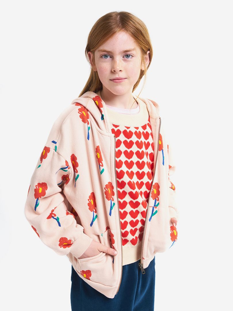 flowers all over hooded sweatshirt