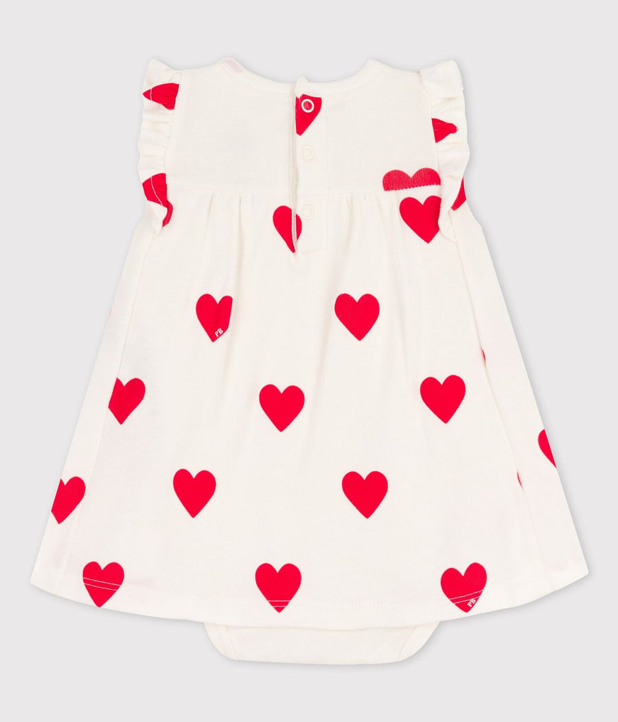 baby heart print bodysuit dress