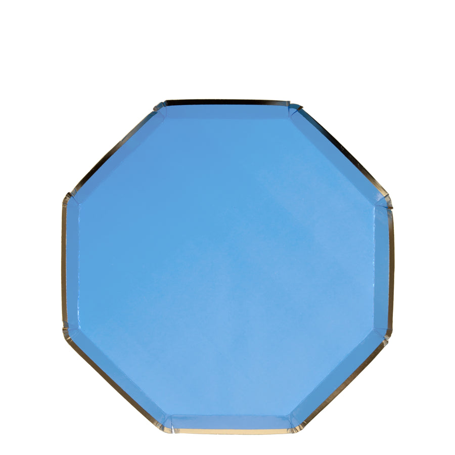 small blue octagonal plate