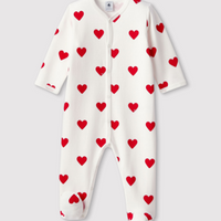 front snap heart print footie