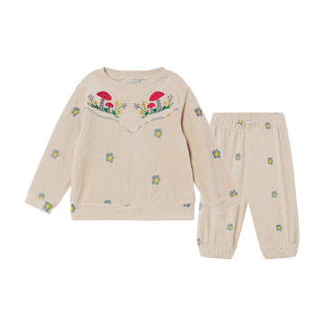 baby daisies velour tracksuit beige