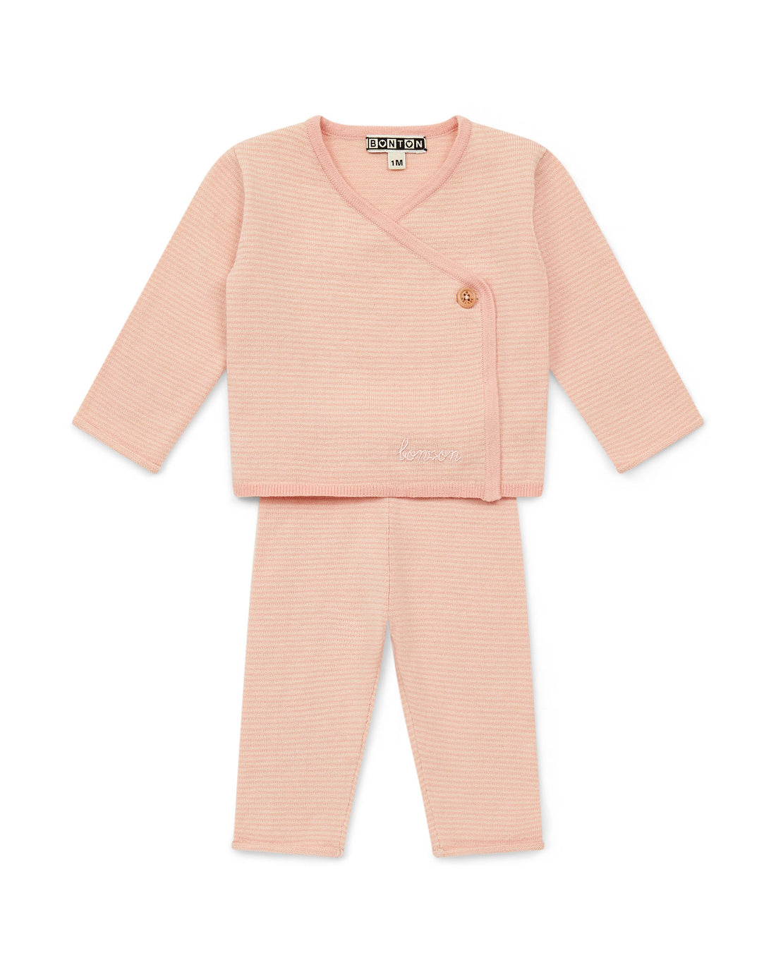 baby fine striped newborn set rose