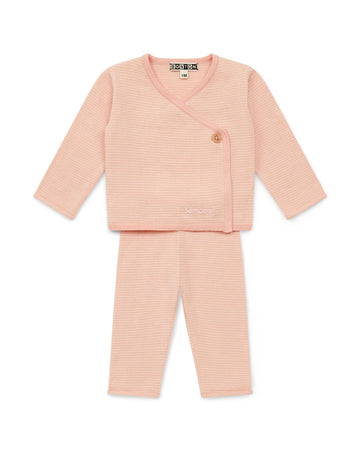 baby fine striped newborn set rose