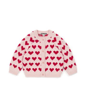 baby jacquard hearts cardigan