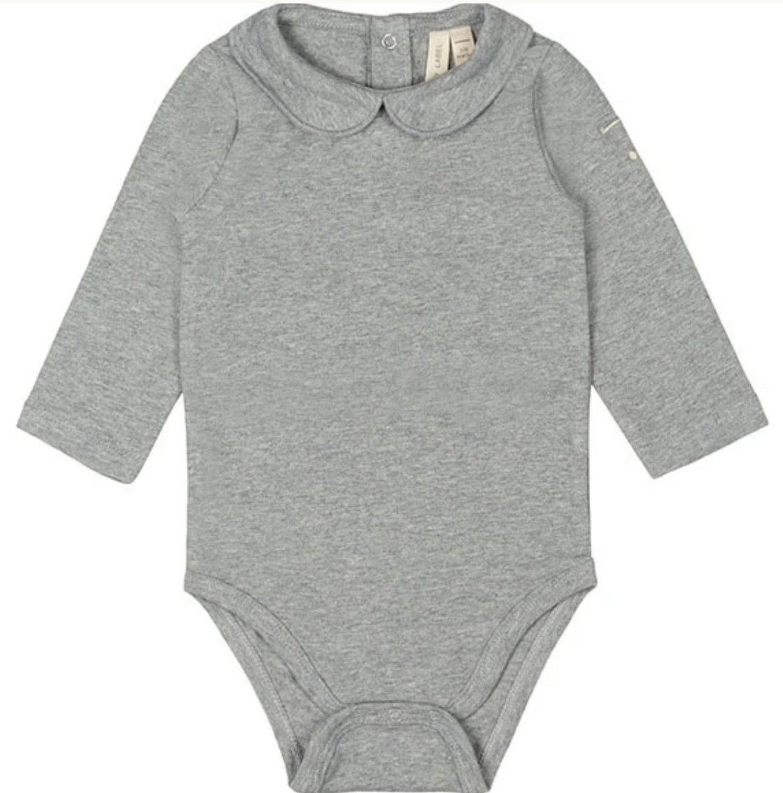 baby collar onesie grey melange stripe