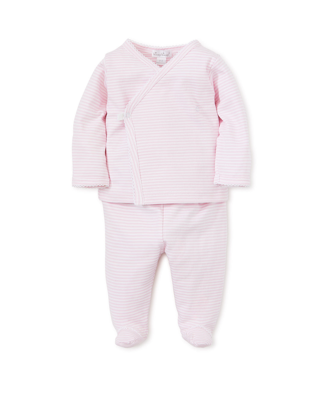 baby stripes footed pant set pink
