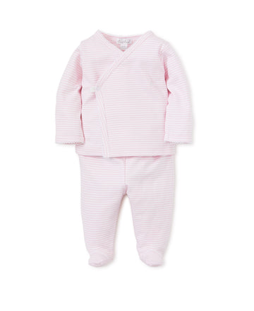 baby stripes footed pant set pink