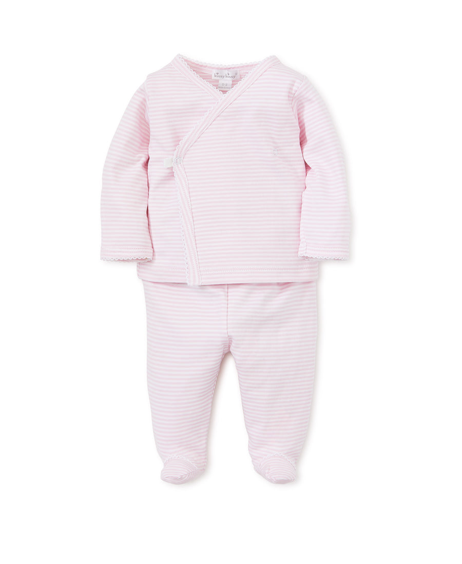 baby stripes footed pant set pink