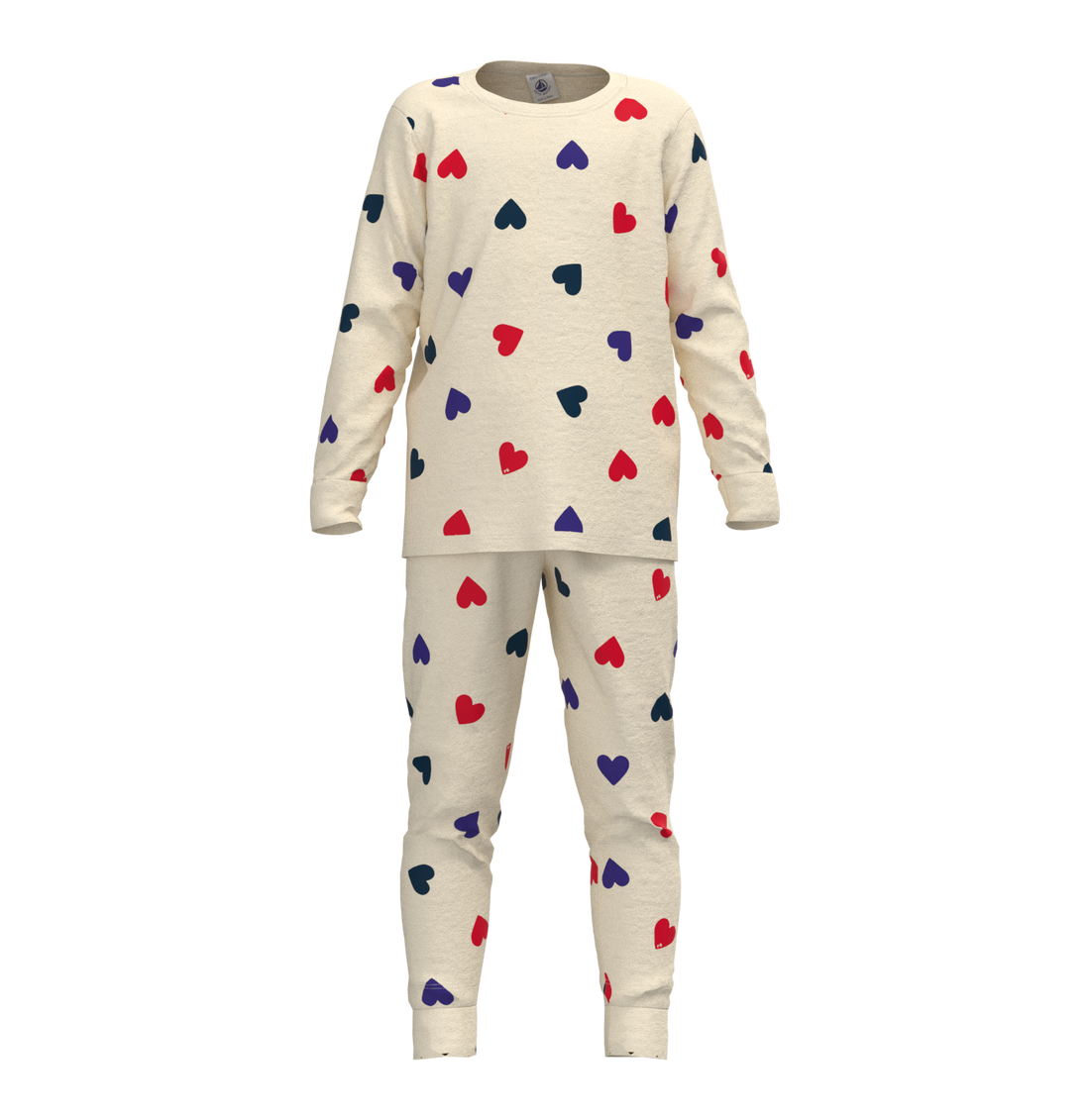 baby heart print ls loungewear white multi